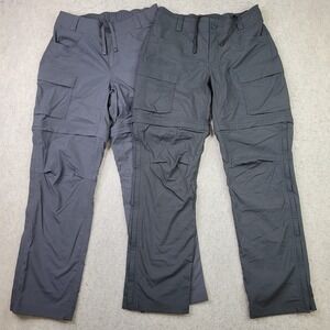 Lot of 2 REI Coop Convertible Hiking Cargo Pants Womens 2P Petite Black Gray
